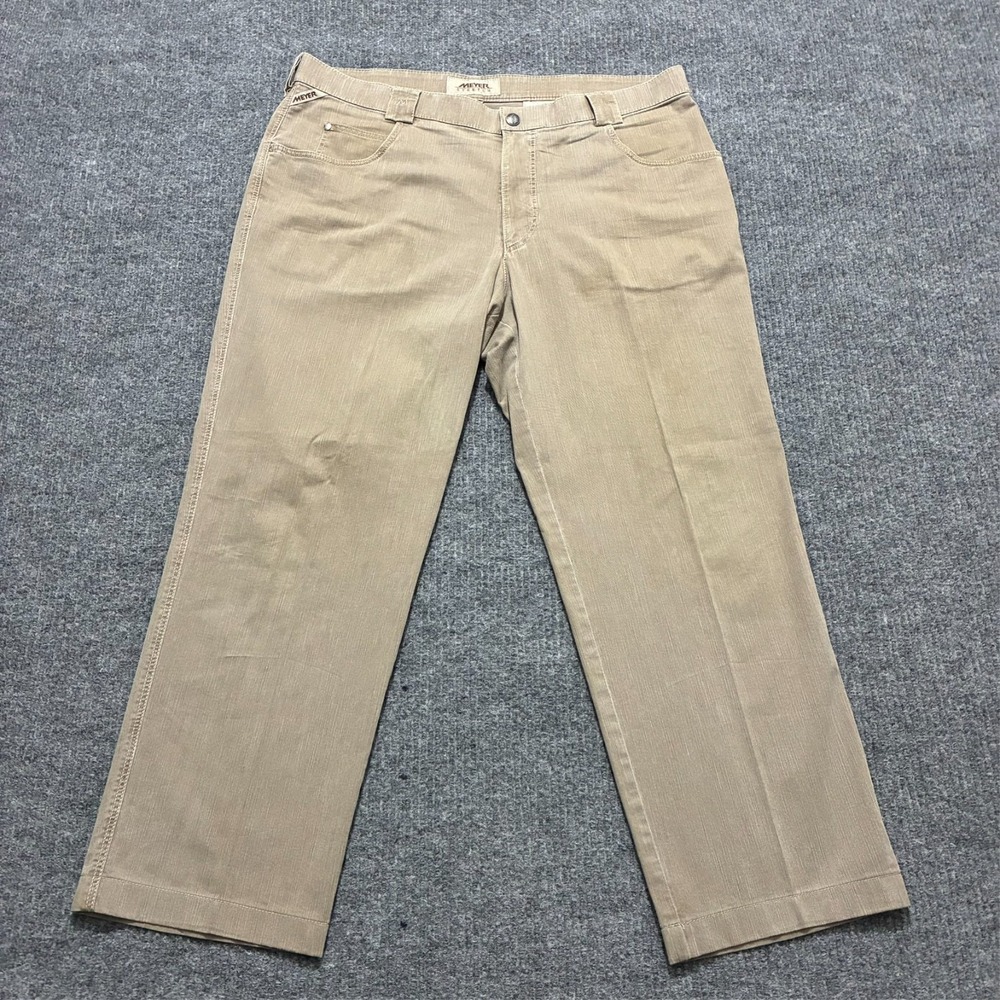 Meyer‎ Mens Chino Pants Size 27 Beige Stretch Flat Front Mid Rise Trouser